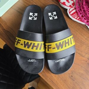 Authentic Off-White Black and Yellow Slide Sandals